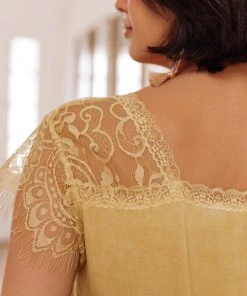 Ave Shops Clothing Lovely Lace Tee In Yellow