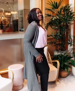 Ave Shops Clothing Lucky Break Cardigan In Charcoal