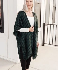 Ave Shops Lumber Jill Wrap In Black/Green