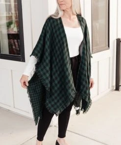 Ave Shops Lumber Jill Wrap In Black/Green