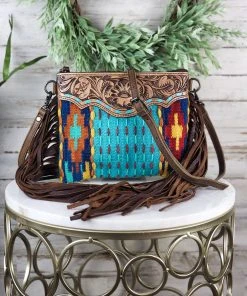 American Darling Handbags & Wallets Luna Turquoise Aztec Fringe Crossbody Handbag