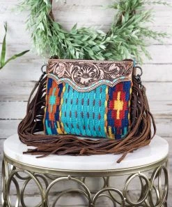 American Darling Handbags & Wallets Luna Turquoise Aztec Fringe Crossbody Handbag
