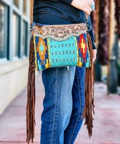 American Darling Handbags & Wallets Luna Turquoise Aztec Fringe Crossbody Handbag