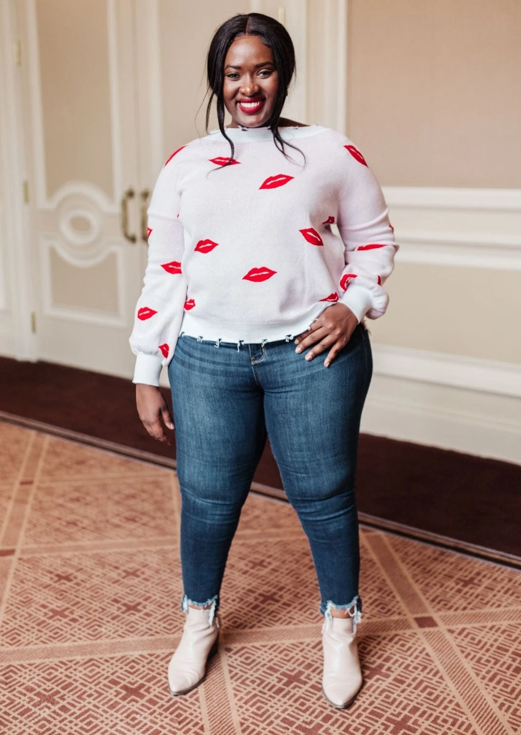 Ave Shops Women's Luscious Lips White Cardigan Sweater - Stylish Outerwear Top 3 Ave Shops Clothing Luscious Lips Top In White