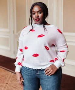 Ave Shops Women's Luscious Lips White Cardigan Sweater - Stylish Outerwear Top 22 Ave Shops Clothing Luscious Lips Top In White