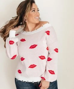 Ave Shops Women's Luscious Lips White Cardigan Sweater - Stylish Outerwear Top 31 Ave Shops Clothing Luscious Lips Top In White