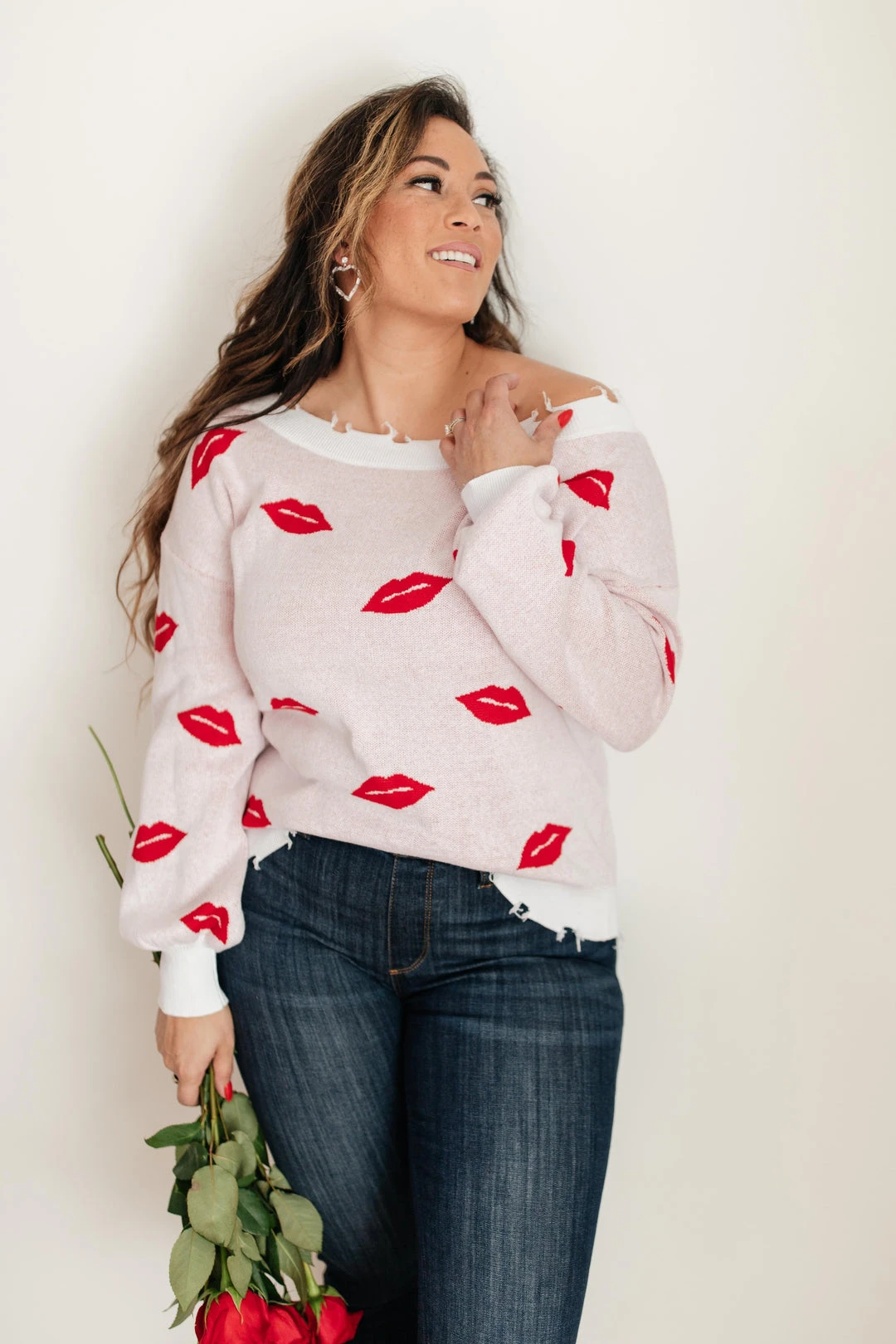 Ave Shops Women's Luscious Lips White Cardigan Sweater - Stylish Outerwear Top 4 Ave Shops Clothing Luscious Lips Top In White