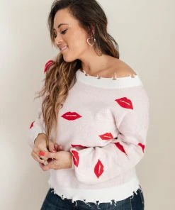 Ave Shops Women's Luscious Lips White Cardigan Sweater - Stylish Outerwear Top 29 Ave Shops Clothing Luscious Lips Top In White