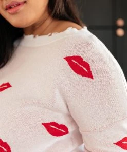 Ave Shops Women's Luscious Lips White Cardigan Sweater - Stylish Outerwear Top 23 Ave Shops Clothing Luscious Lips Top In White