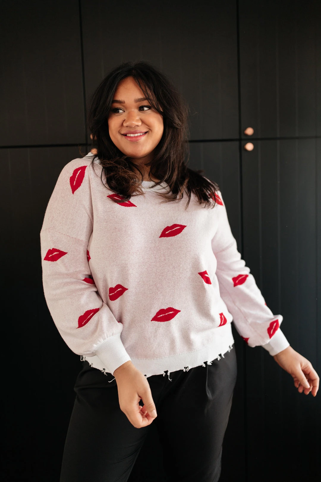 Ave Shops Women's Luscious Lips White Cardigan Sweater - Stylish Outerwear Top 11 Ave Shops Clothing Luscious Lips Top In White