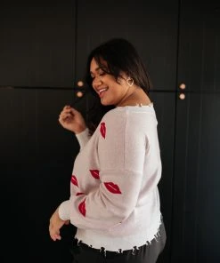 Ave Shops Women's Luscious Lips White Cardigan Sweater - Stylish Outerwear Top 27 Ave Shops Clothing Luscious Lips Top In White