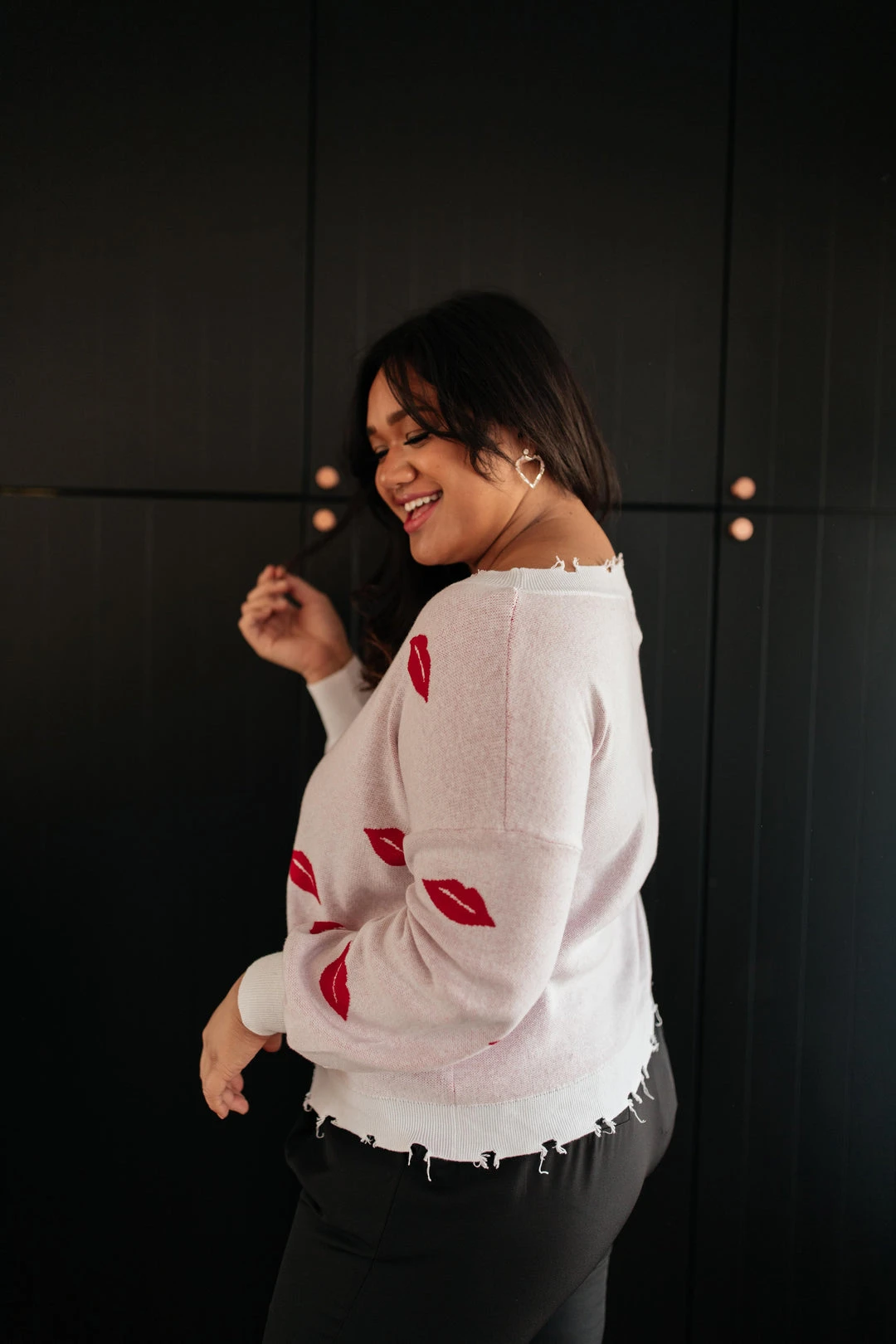 Ave Shops Women's Luscious Lips White Cardigan Sweater - Stylish Outerwear Top 13 Ave Shops Clothing Luscious Lips Top In White