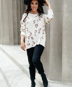 Ave Shops Maddi Leopard Knit Sweater