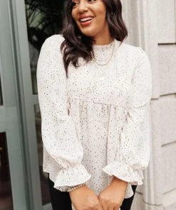 Ave Shops Clothing Madeline Polkadot Top In Ivory