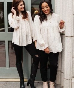 Ave Shops Clothing Madeline Polkadot Top In Ivory