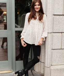 Ave Shops Clothing Madeline Polkadot Top In Ivory