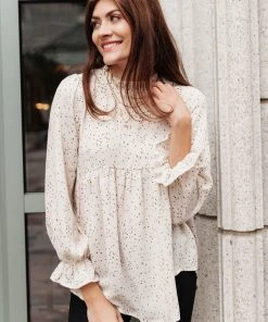 Ave Shops Clothing Madeline Polkadot Top In Ivory