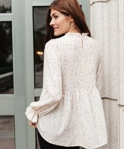 Ave Shops Clothing Madeline Polkadot Top In Ivory