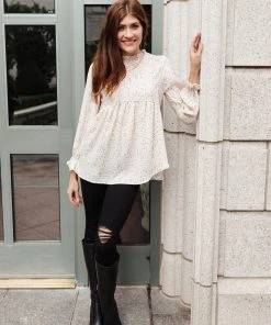 Ave Shops Clothing Madeline Polkadot Top In Ivory