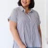 Ave Shops Clothing Marina Striped Top In Charcoal