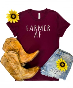 The Cinchy Cowgirl CLEARANCE GRAPHICS CLOSEOUT- Maroon Farmer AF Short Sleeve Graphic Tee