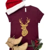 Maroon Oh Deer Christmas Short Sleeve Tee - Cinchy Cowgirl CLEARANCE GRAPHICS CLOSEOUT 1 The Cinchy Cowgirl CLEARANCE GRAPHICS CLOSEOUT- Maroon Oh Deer Christmas Short Sleeve Tee
