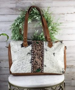 Myra Marvelous Cowhide Small Duffle Handbag - MEGA SALE - Stylish & Durable Travel Bag -The Cinchy Cowgirl Store MarvelousCowhideSmallDuffleHandbag3 1080x