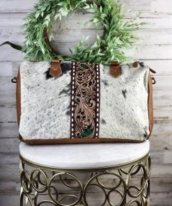 Myra Marvelous Cowhide Small Duffle Handbag - MEGA SALE - Stylish & Durable Travel Bag -The Cinchy Cowgirl Store MarvelousCowhideSmallDuffleHandbag4 1080x
