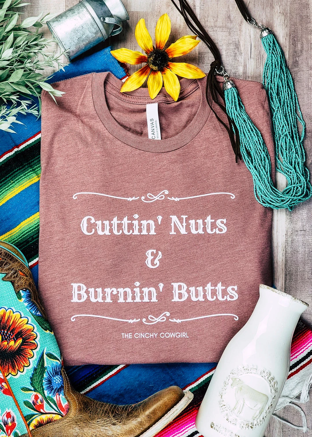 The Cinchy Cowgirl Clothing Mauve CN & BB Short Sleeve Graphic Tee - Stylish & Comfortable 3 The Cinchy Cowgirl Clothing Mauve CN & BB Short Sleeve Graphic Tee