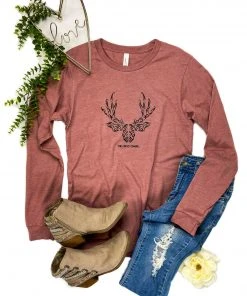 The Cinchy Cowgirl Mauve Deer Long Sleeve Graphic Tee