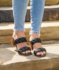 Ave Shops Maya Braided Heels In Black