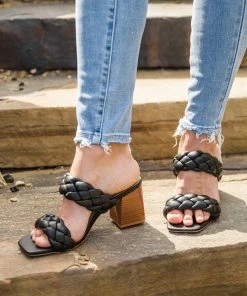 Ave Shops Maya Braided Heels In Black