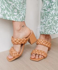 Ave Shops Maya Braided Heels In Tan Footwear