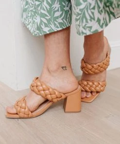 Ave Shops Maya Braided Heels In Tan Footwear