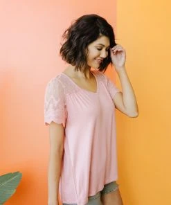 Ave Shops Clothing Mesh Lace Sleeved Top