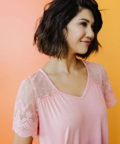 Ave Shops Clothing Mesh Lace Sleeved Top