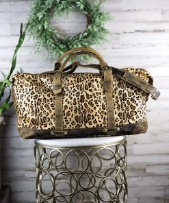 Myra Metallic Leopard Duffle Weekender Bag