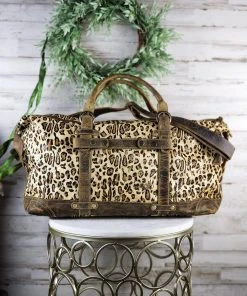 Myra Metallic Leopard Duffle Weekender Bag