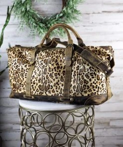 Myra Metallic Leopard Duffle Weekender Bag