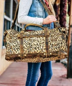 Myra Metallic Leopard Duffle Weekender Bag