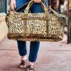 Myra Metallic Leopard Duffle Weekender Bag