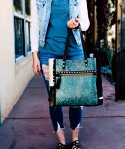 Myra Metallic Patina Cherish Cowhide Tote Handbag Handbags & Wallets