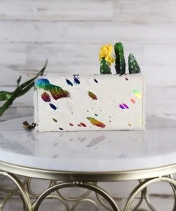 Sixtease Metallic Rainbow Splatter Cowhide Wallet Handbags & Wallets