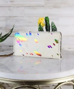 Sixtease Metallic Rainbow Splatter Cowhide Wallet Handbags & Wallets