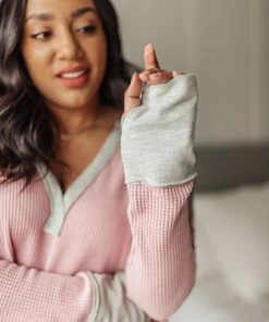 Ave Shops Clothing Mia Waffle Knit Long Sleeve In Pink