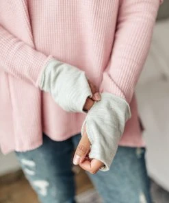 Ave Shops Clothing Mia Waffle Knit Long Sleeve In Pink