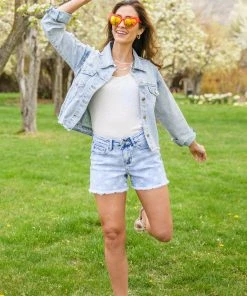 Ave Shops Bottoms & Jeans Mid-Rise Star Print Acid Wash Shorts