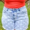 Ave Shops Mid-Rise Star Print Acid Wash Shorts | Stylish Bottoms & Jeans 2 Ave Shops Bottoms & Jeans Mid-Rise Star Print Acid Wash Shorts