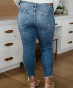 Ave Shops Bottoms & Jeans Midrise Destructed Hem Slim Fit