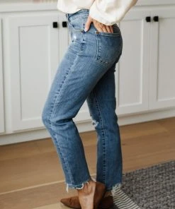 Ave Shops Bottoms & Jeans Midrise Destructed Hem Slim Fit